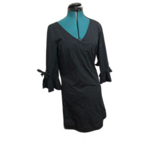 🧺J. Crew Factory Black Long Sleeve Tie V-Neck Dress, size 2